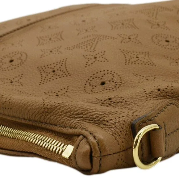 LOUIS VUITTON  Selene PM Mahina Leather Tote Shoulder Bag Tan - Picture 6 of 12